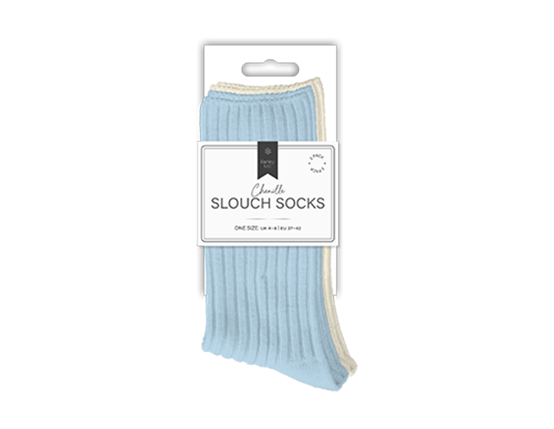 Wholesale Ladies Plain Chenille Ribbed Slouch Socks 2pk