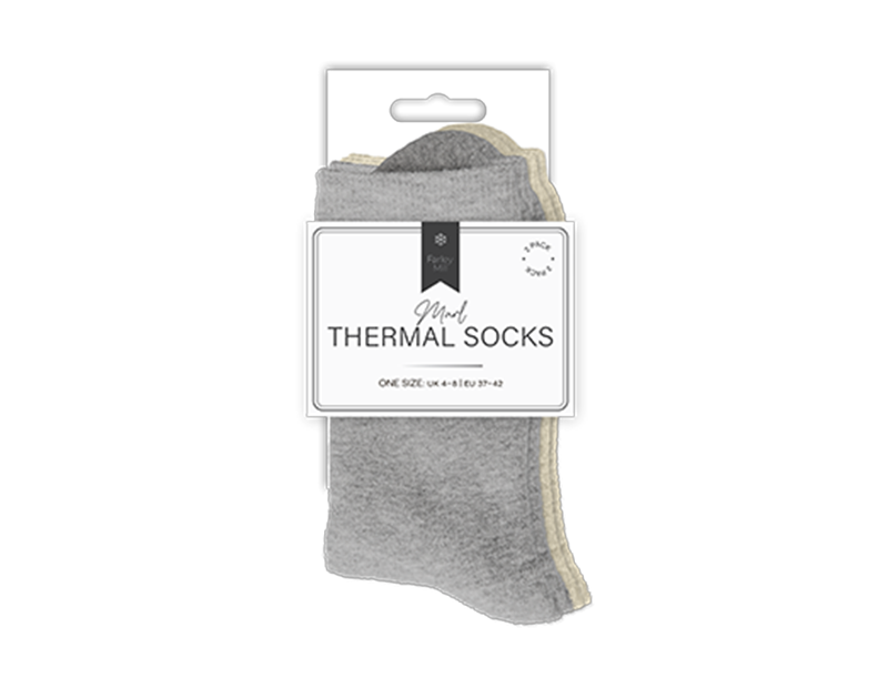 Wholesale Ladies Plain Marl Thermal Socks 2pk