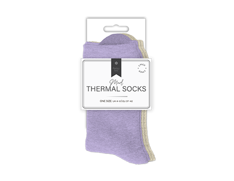 Wholesale Ladies Plain Marl Thermal Socks 2pk