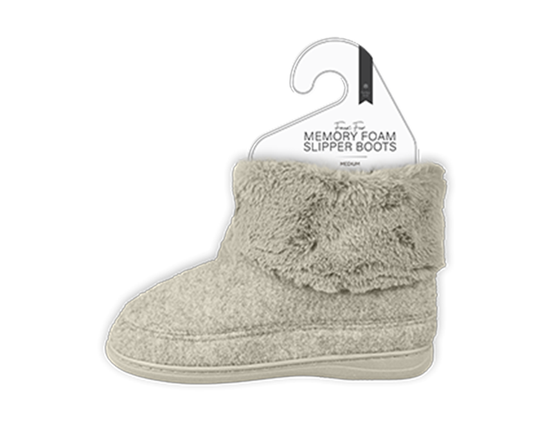 Wholesale Ladies Faux Fur Lined Memory Foam Slipper Boots