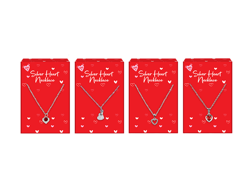 Wholesale Valentine's Day Silver Heart Necklaces PDQ