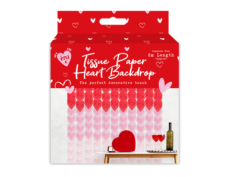 Wholesale Valentine's Heart Ombre Tissue Paper Backdrop PDQ