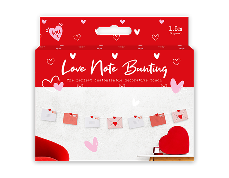 Wholesale Valentine's Customisable Love Note Bunting 1.5m PDQ