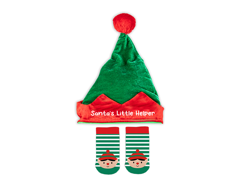 Wholesale Santa's Little Helper Hat & Sock Set