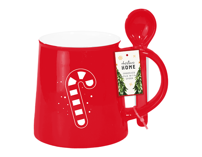 Wholesale Christmas Embossed Mug with Spoon