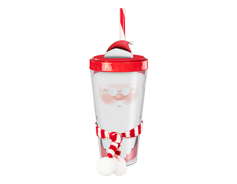 Wholesale Festive Re-usable Plastic Cup with Straw