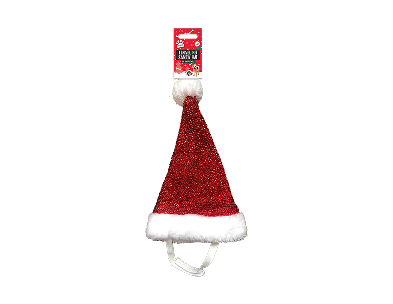 Wholesale Christmas Pet Tinsel Santa Hat