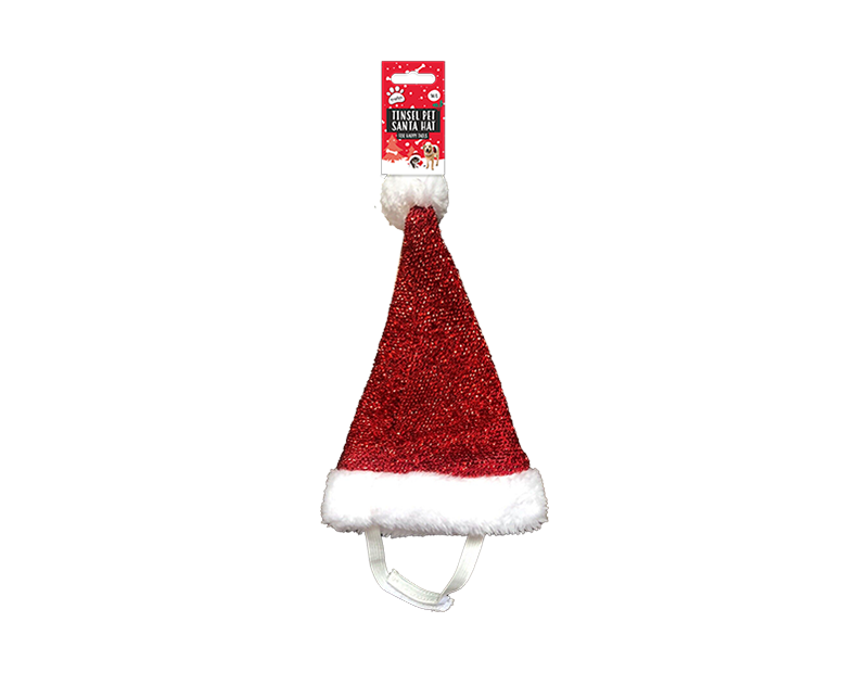 Wholesale Christmas Pet Tinsel Santa Hat