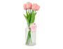 7 Faux Tulips In Glass Vase