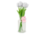 7 Faux Tulips In Glass Vase