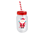 Christmas Mason Drinking Jar & Straw 500ml