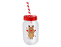 Christmas Mason Drinking Jar & Straw 500ml