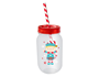 Christmas Mason Drinking Jar & Straw 500ml