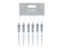 Silver & White Acrylic Glitter Icicles - 6 Pack 13cm x 1cm