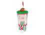 Festive Re-usable Plastic Cup with Straw