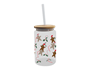 Festive Glass Drinking Cup with straw 480ml