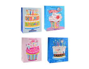 Wholesale Childrens Foiled Birthday Cake Large Gift Bag 30x42x12cm