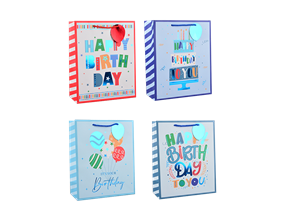 Wholesale Boys Foiled Happy Birthday Large Gift Bag 30x42x12cm