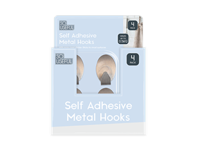 Wholesale Metal Self Adhesive Hooks 4pk CDU