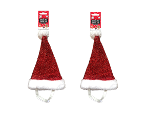 Wholesale Christmas Pet Tinsel Santa Hat