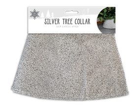 Wholesale Christmas Silver Glitter Tree Collar 56cm Dia