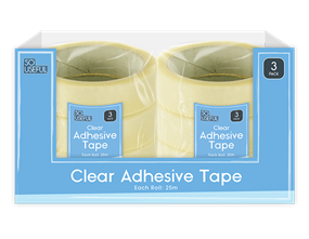 Wholesale Clear Adhesive Tape 3pk 25M CDU
