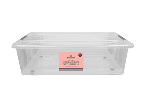 Wholesale Clip Lid Storage Box With Wheels 35L