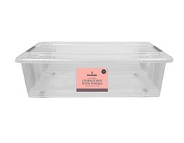 Wholesale Clip Lid Storage Box With Wheels 35L