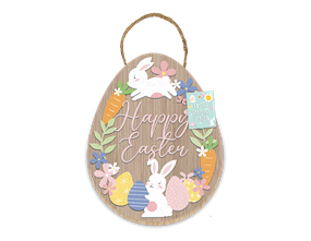 Wholesale Happy Easter Hanging Plaque 27.5cm x 22cm