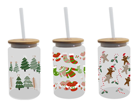 Wholesale Festive Glass Drinking Cup with straw 480ml