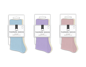 Wholesale Ladies Plain Ribbed Thermal Socks with Wool 2pk
