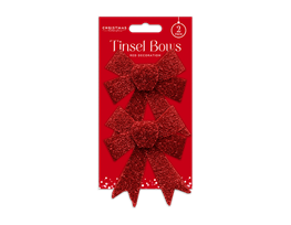 Wholesale Red Tinsel Bows | Bulk Buy Christmas Decorations