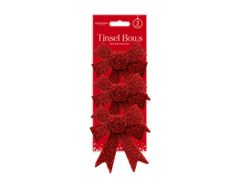 Wholesale Red Tinsel bows | Bulk Buy Christmas Decorations