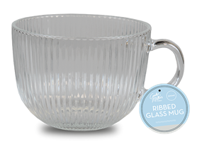 Wholesale Ribbed Glass Mug 500ml