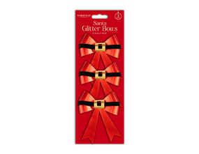 Wholesale Santa Glitter Bows 3pk