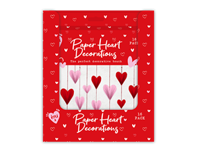 Wholesale Valentine's Paper Heart Decorations 16pk PDQ