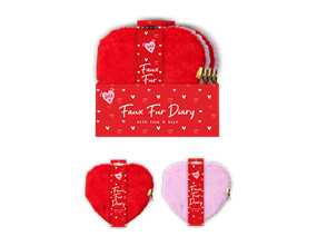 Wholesale Valentine Heart Faux Fur Diary with Lock PDQ