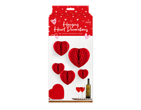 Wholesale Valentine's Honeycomb Hanging Heart Deocrations 5pk