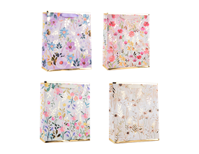 Wholesale Womens Foiled Floral Large Gift Bag 30x42x12cm