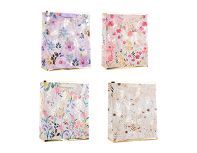 Wholesale Womens Foiled Floral Medium Gift Bag 26x32x12cm