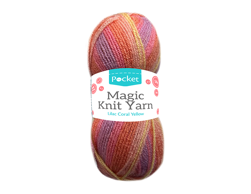 Acrylic Magic Stripe 50g Ball Lilac, Coral, Yellow