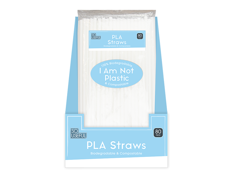 Wholesale Biodegradable Plastic Straws 80pk CDU