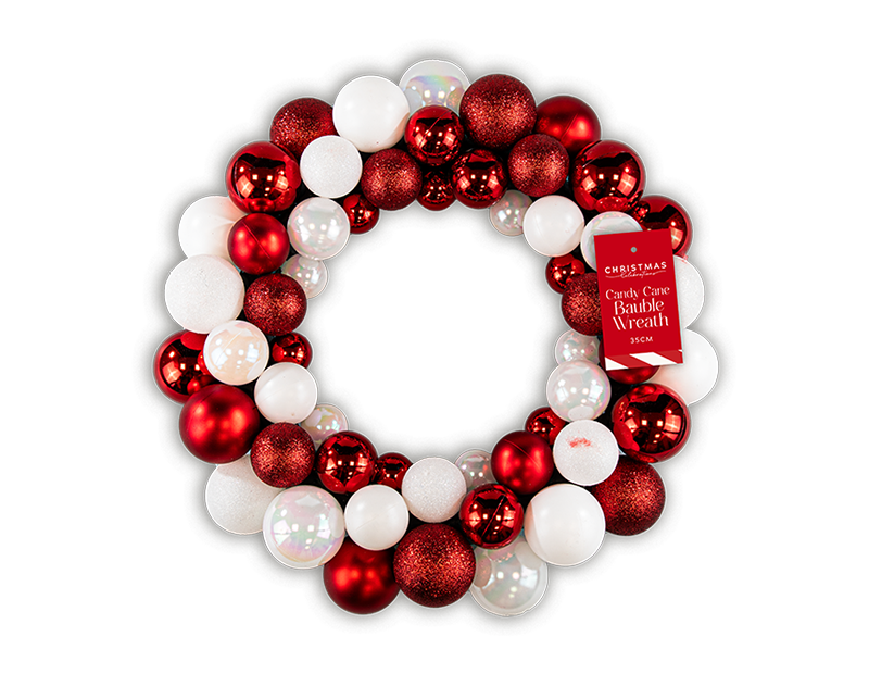 Candy Cane Bauble Wreath 35cm