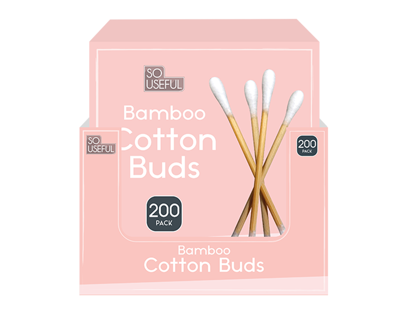 Wholesale Bamboo Cotton Buds 200pk CDU