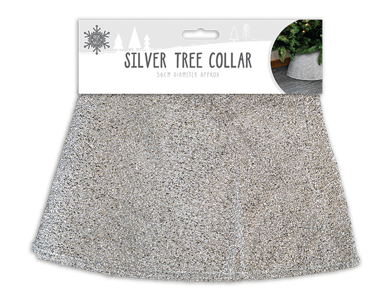 Christmas Silver Glitter Tree Collar 56cm Dia