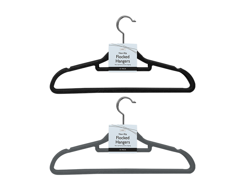 Wholesale Flocked Non-Slip Hangers 10pk