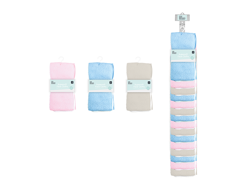 Wholesale Baby Face Cloths 3pk With Clip Strip