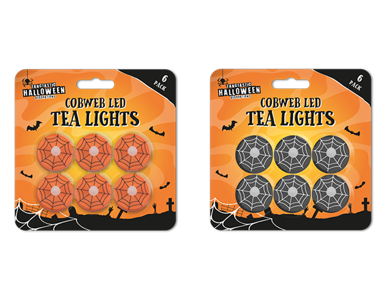 Wholesale Cobweb LED Tea Lights 6pk