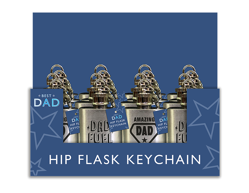 Wholesale Father's Day 10z Hip Flask Keychain PDQ | Gem imports Ltd