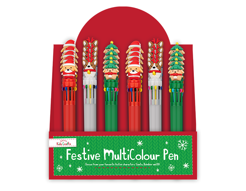 Wholesale Festive Multi-Colour Pen PDQ